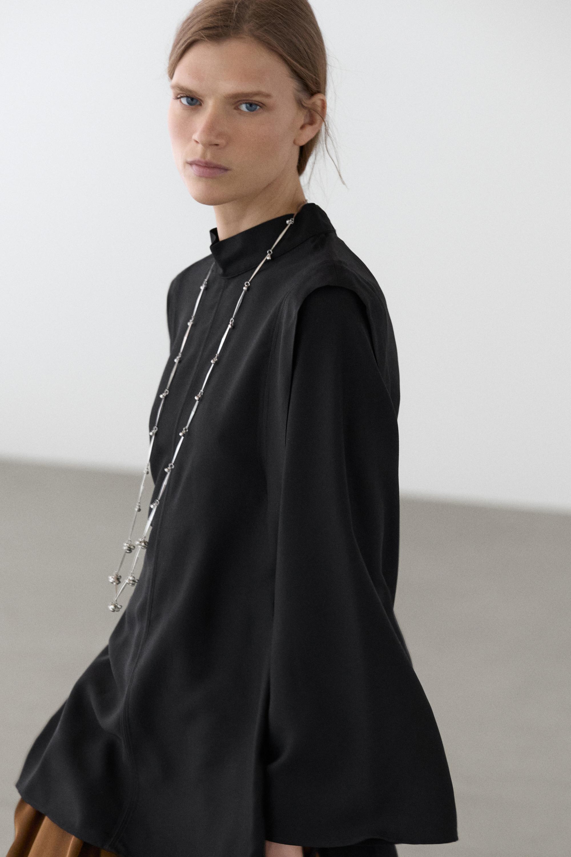 Mock turtleneck shirt with tie details